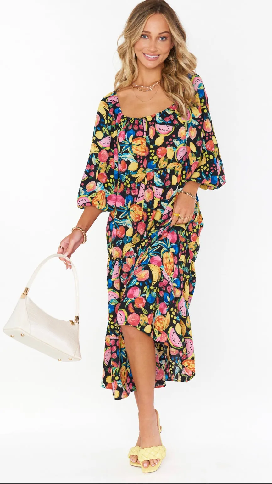 DAY OR NIGHT MIDI DRESS- FRUITY TANGO