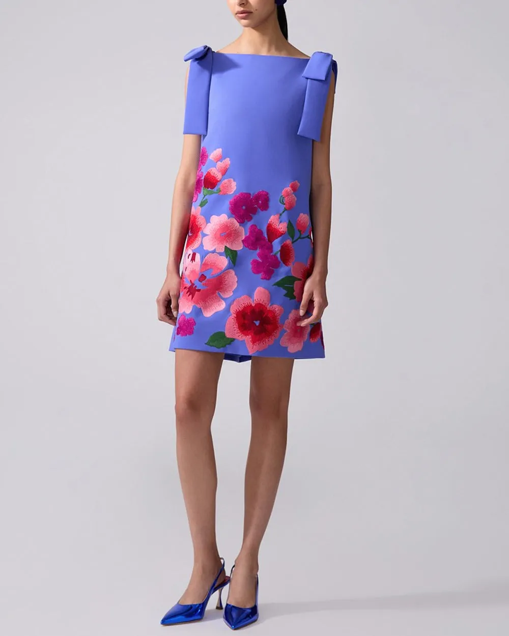 Delphinium Embroidered Shift Mini Dress