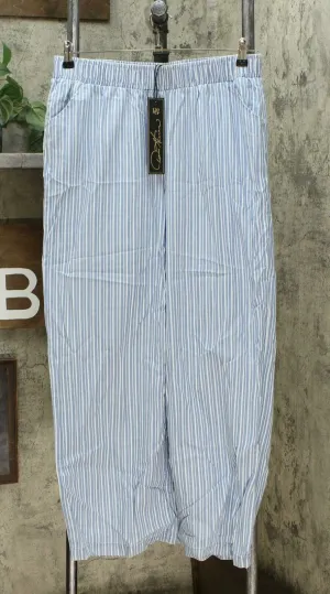 DG2 by Diane Gilman SoftCell Wide Leg Pants Chambray Stripe Large