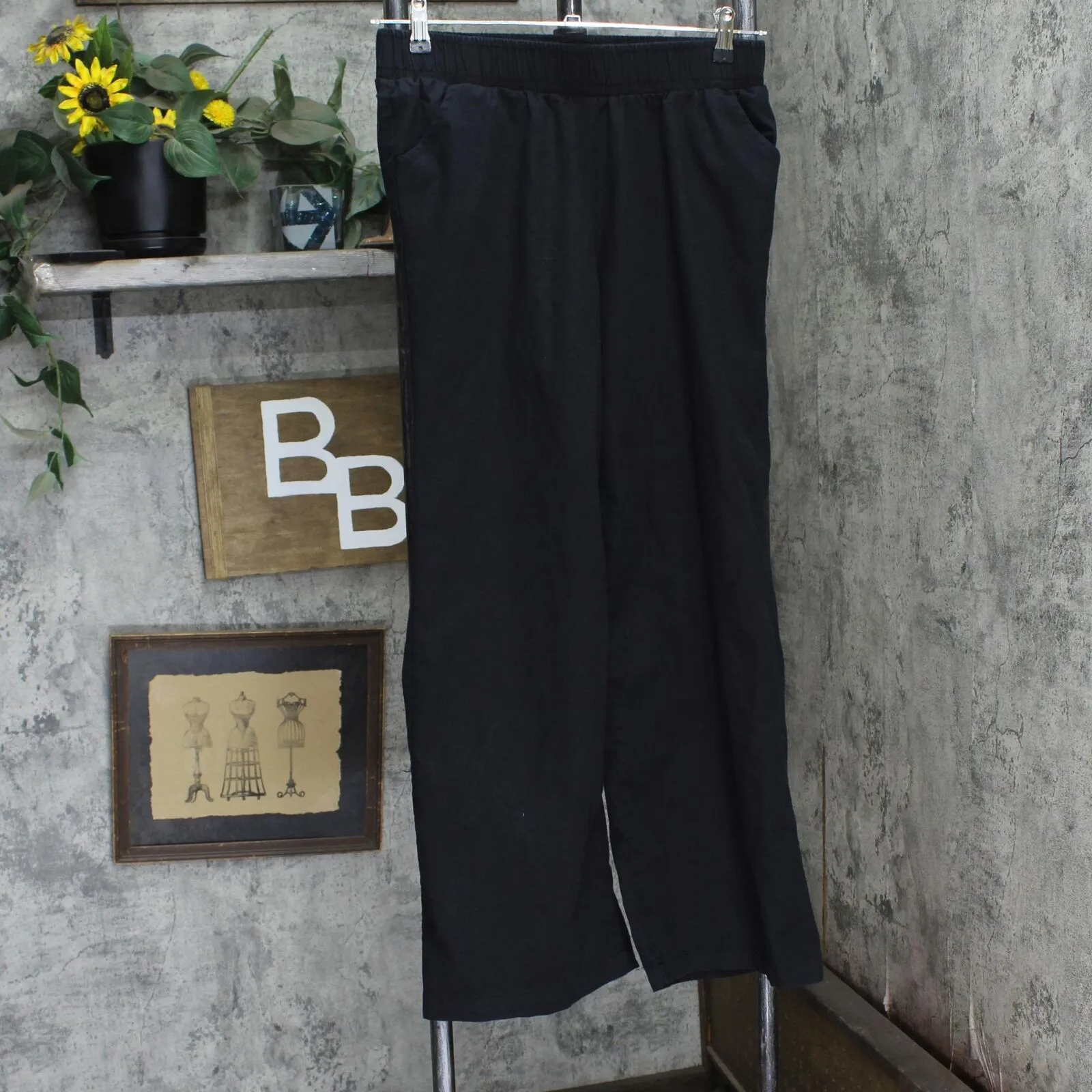 DG2 by Diane Gilman Twill Pull On Straight Leg Elastic Waist Pants Black M