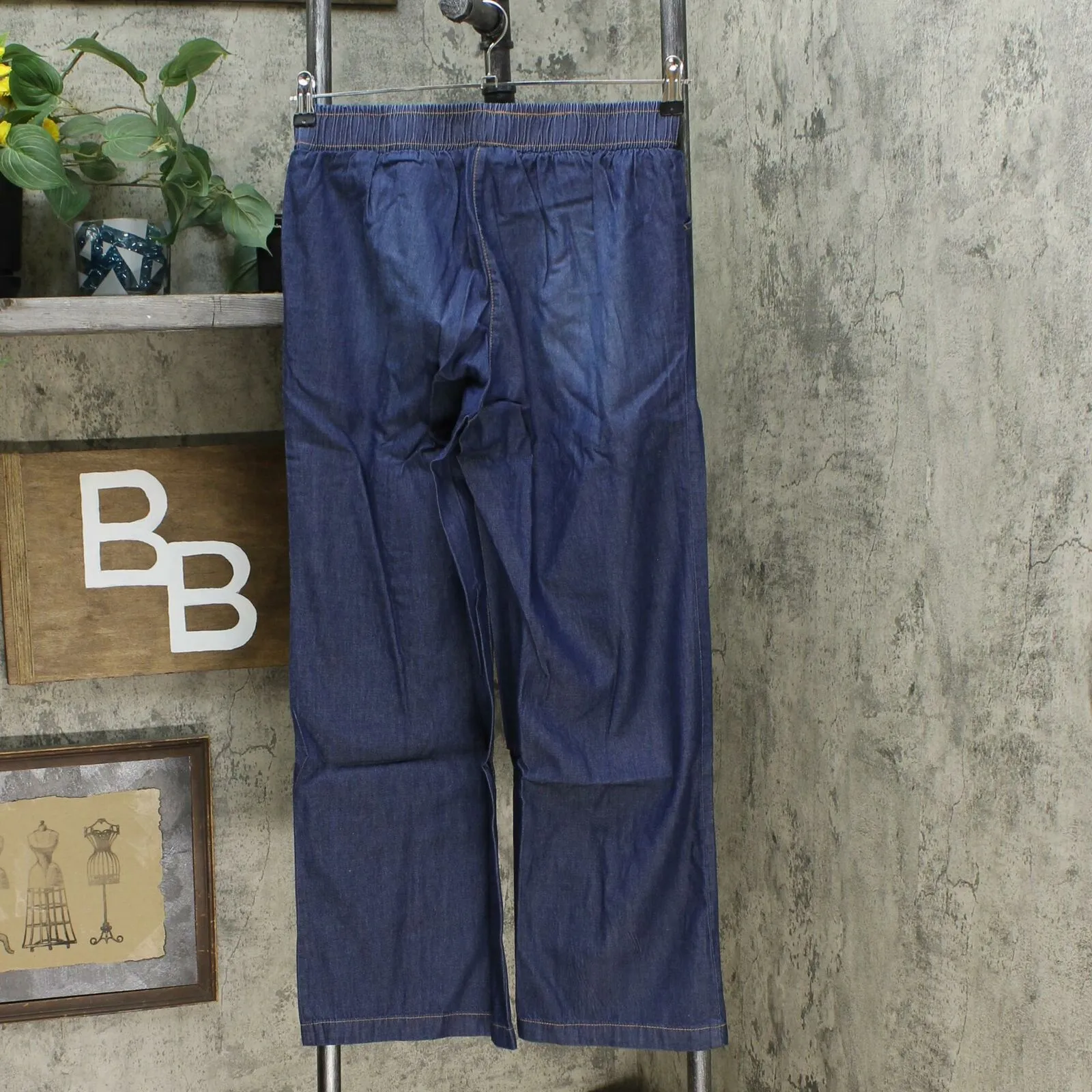 DG2 by Diane Gilman Women's Petite Chambray Woven Wide Leg Pants