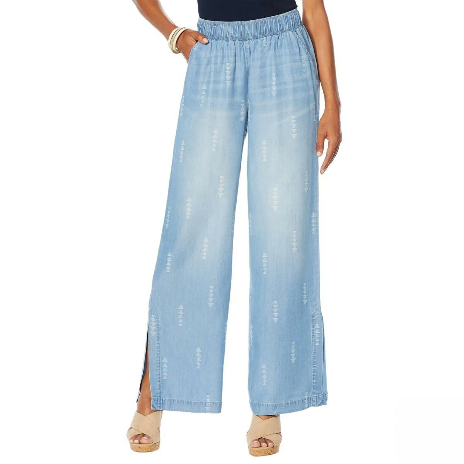 DG2 by Diane Gilman Women's Side Slit Wide Leg Pants