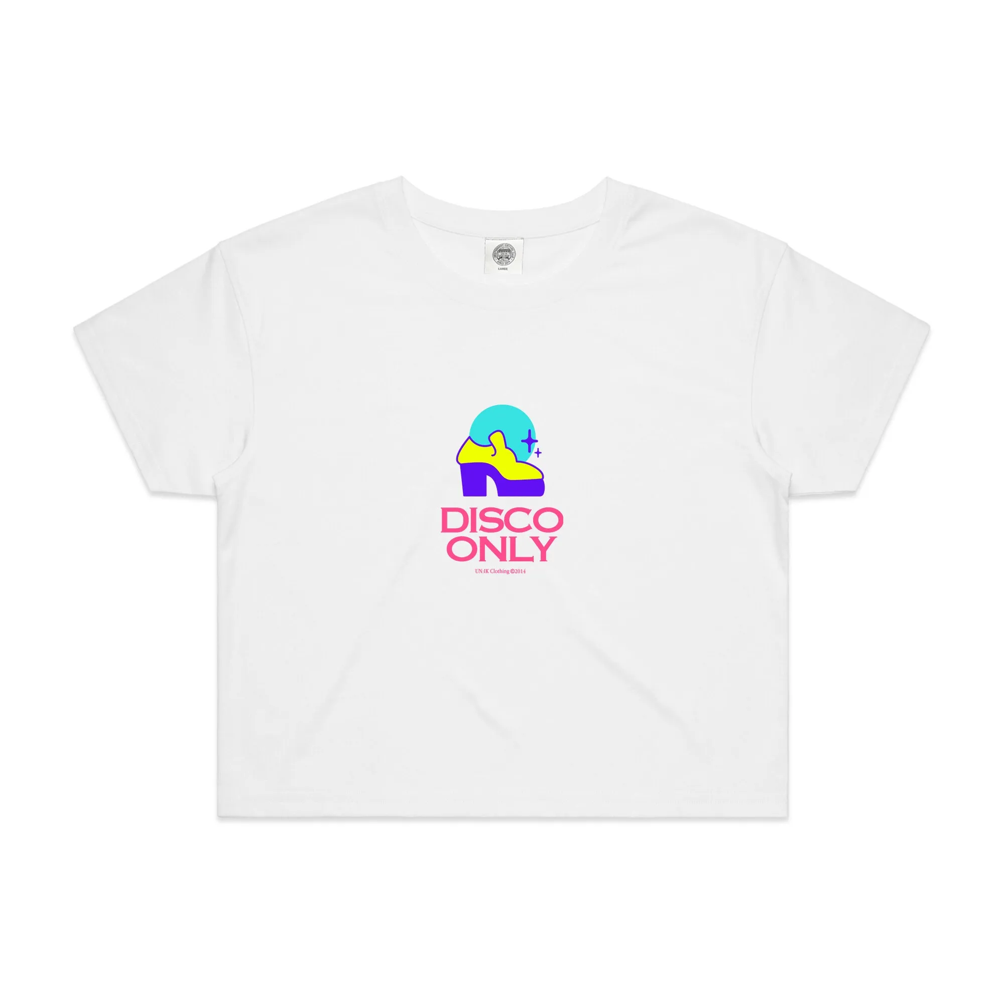 DISCO ONLY WMNS 'Play It Twice V3' Cropped Tee - White