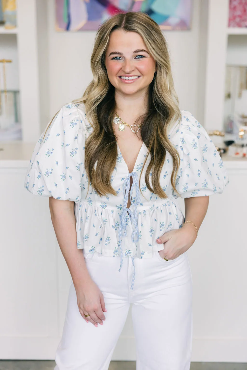Ditzy Floral Bow Top