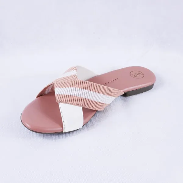 Dorthy Patent White and Pink Slides