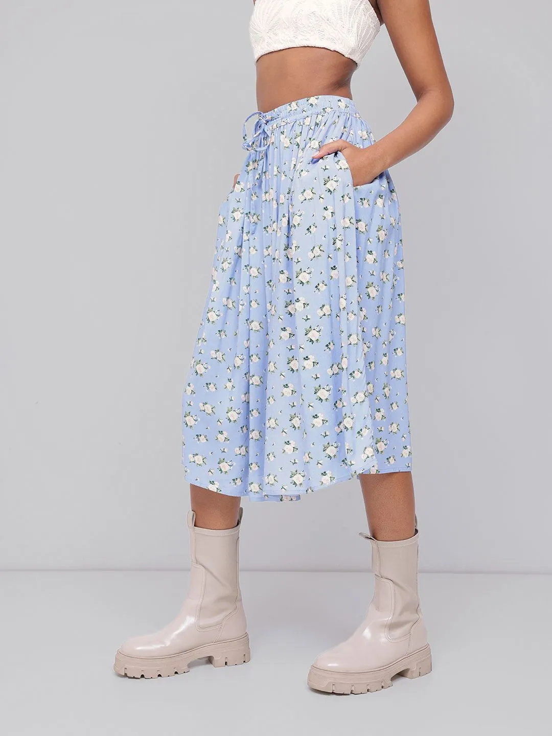 DressBerry Blooming Floral Pleated A-Line Skirt