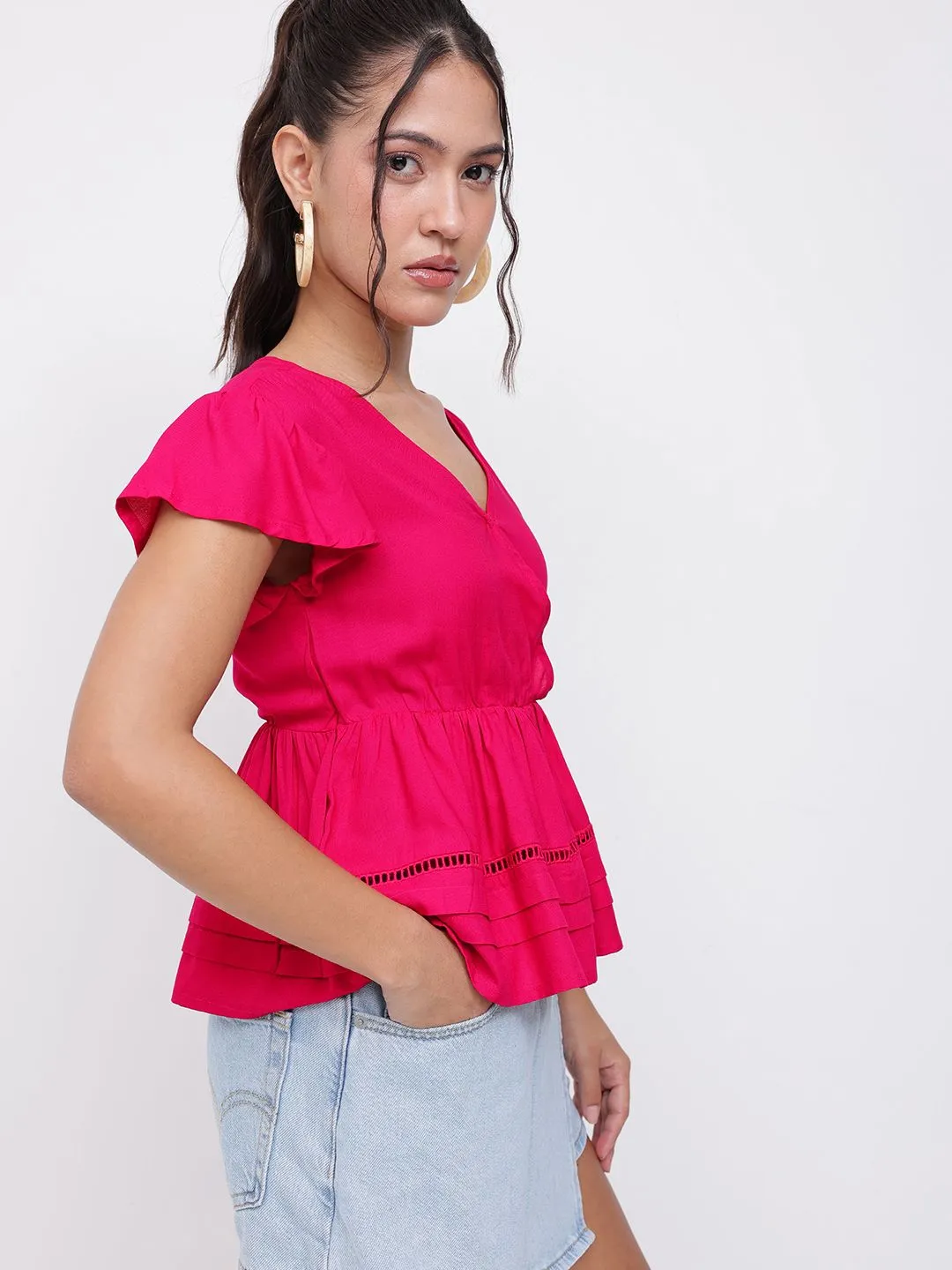 DressBerry Versatile Chic V-Neck A-Line Top