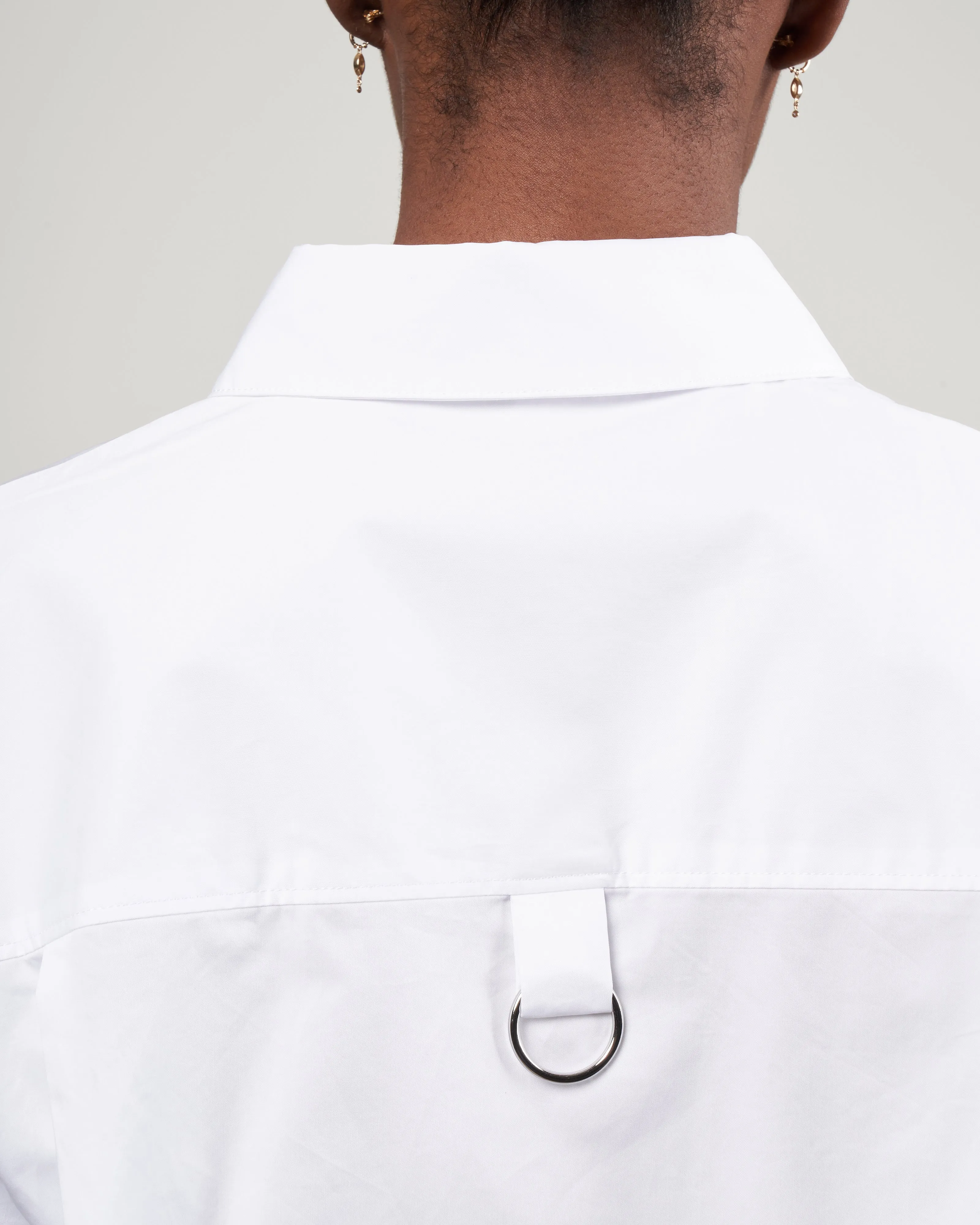 eco poplin rolled sleeve shirt - white