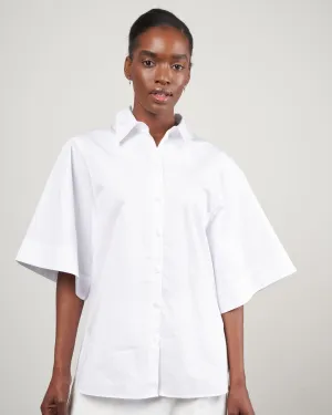 eco poplin rolled sleeve shirt - white