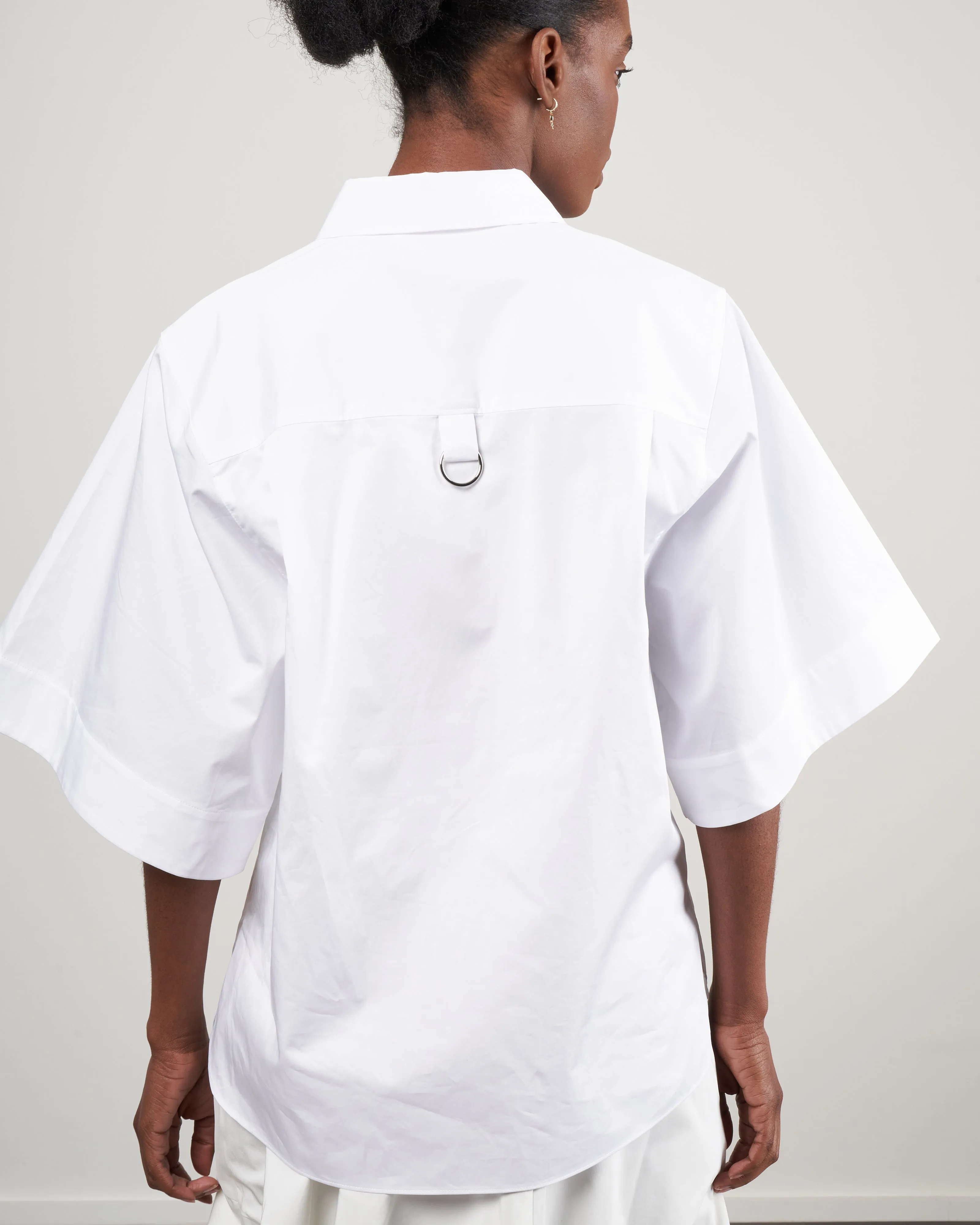 eco poplin rolled sleeve shirt - white