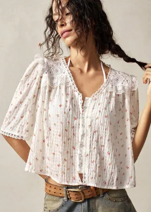 Eden Floral Smock Short Sleeve Blouse