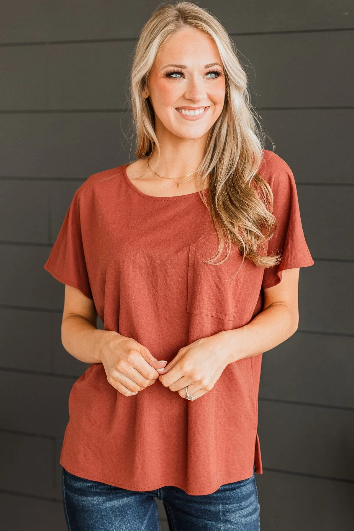 Effortless Appearance Pocket Top- Rust