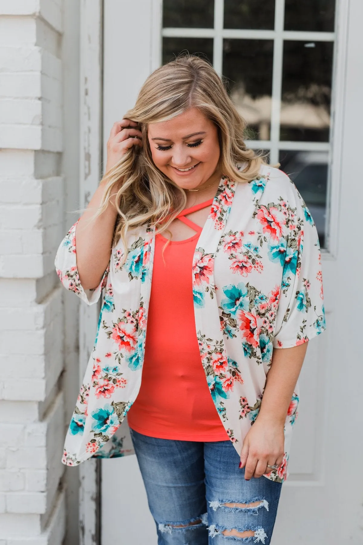 Effortless Beauty Floral Kimono- Ivory