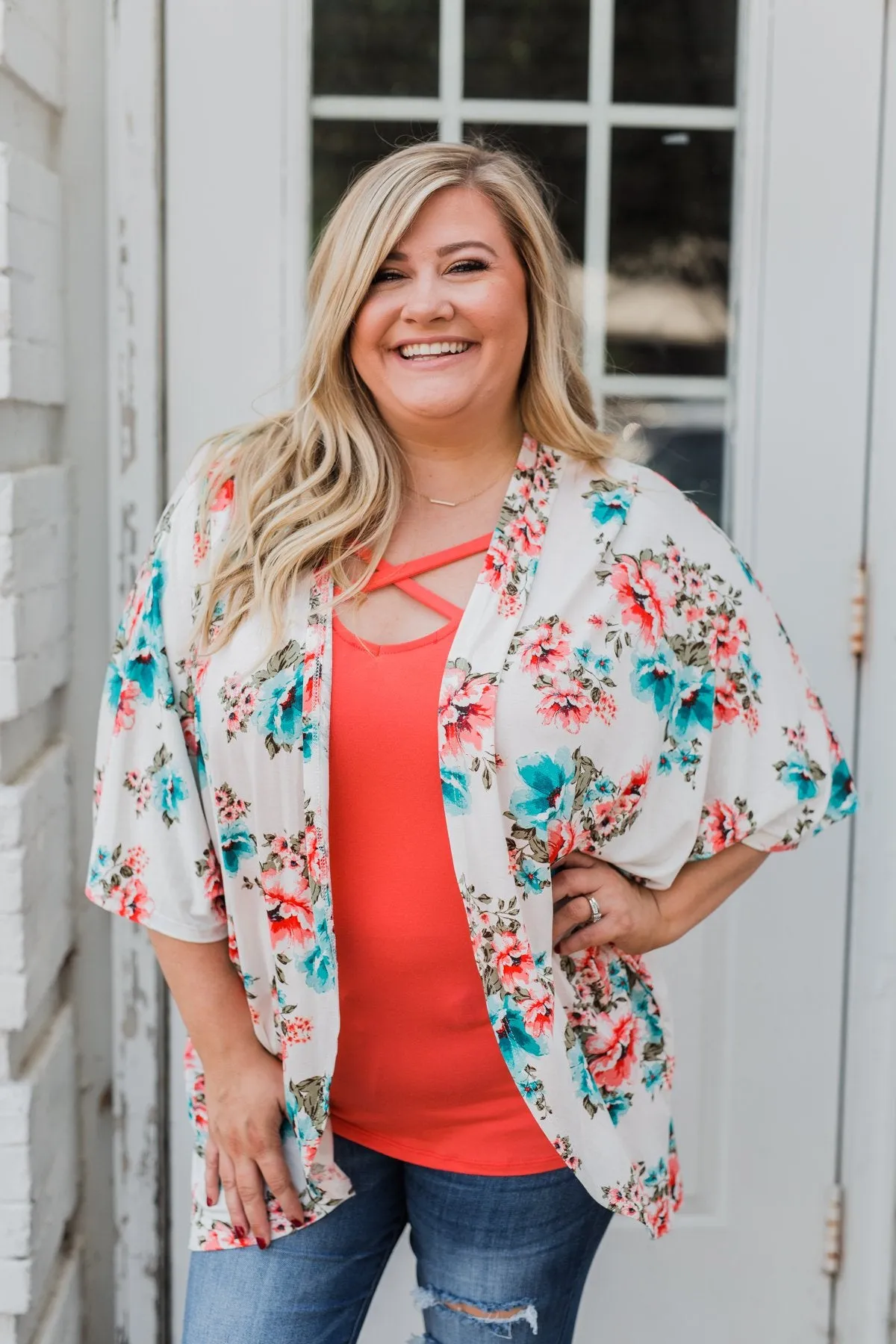 Effortless Beauty Floral Kimono- Ivory