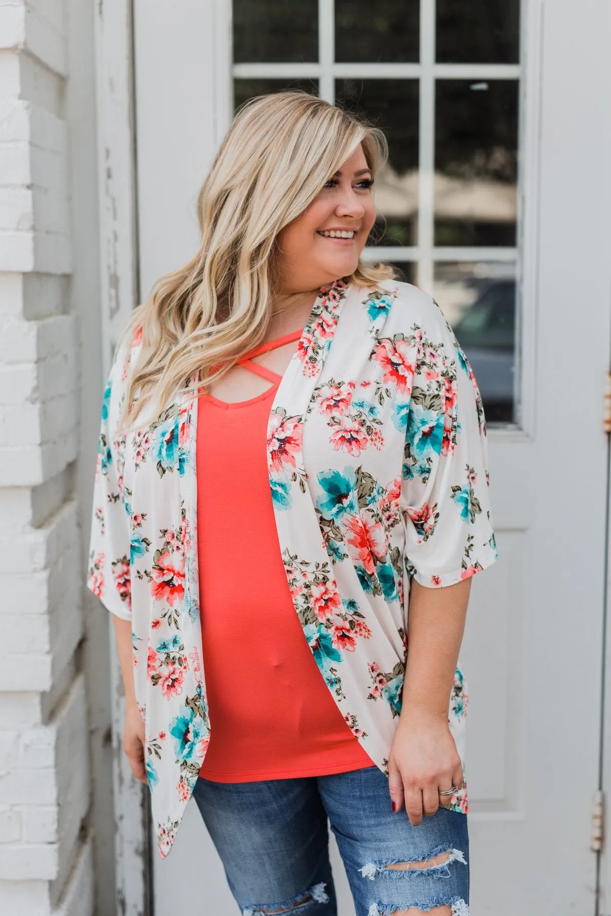 Effortless Beauty Floral Kimono- Ivory