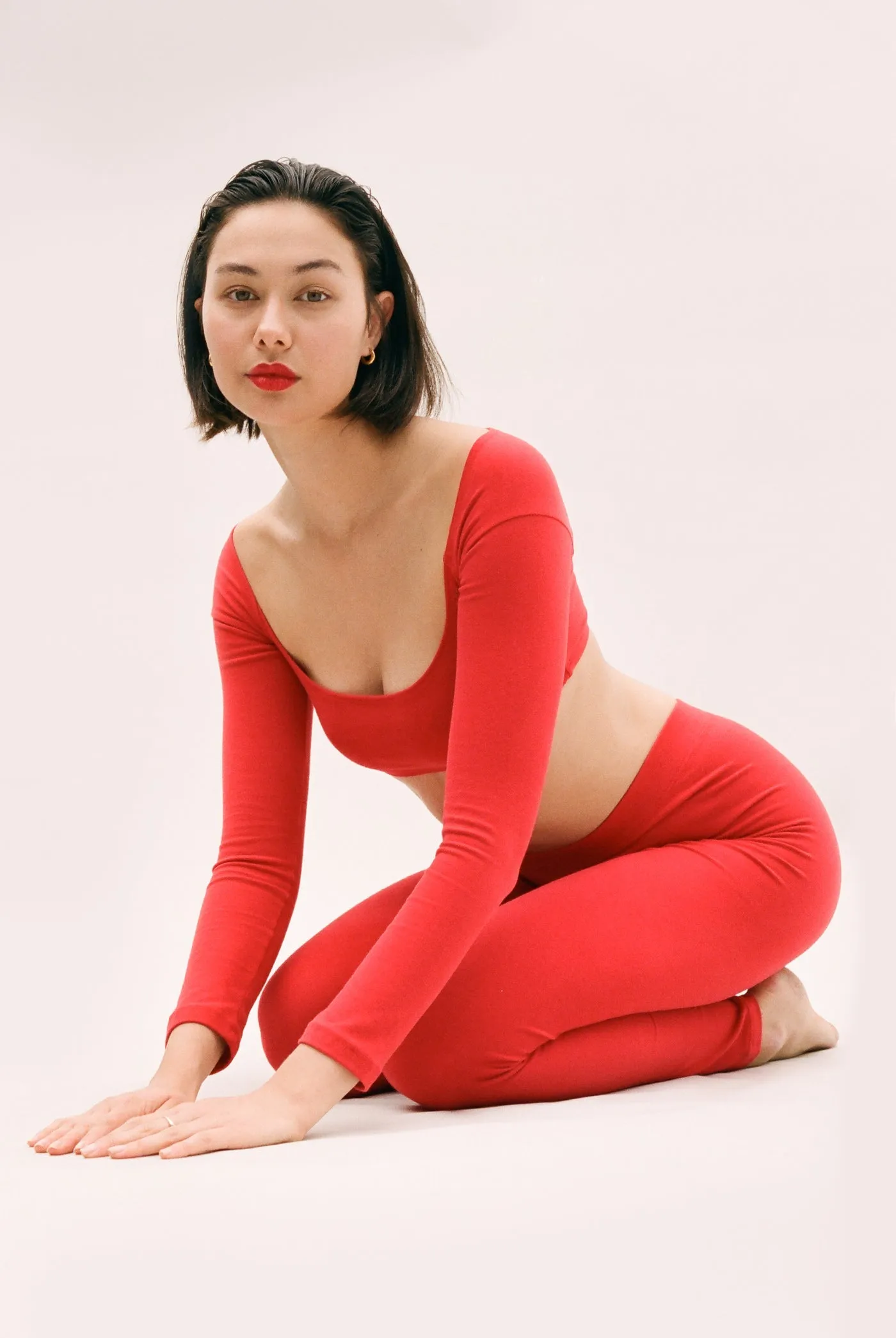 El Tigre Chiquito Long Sleeve Crop Top in Tomate