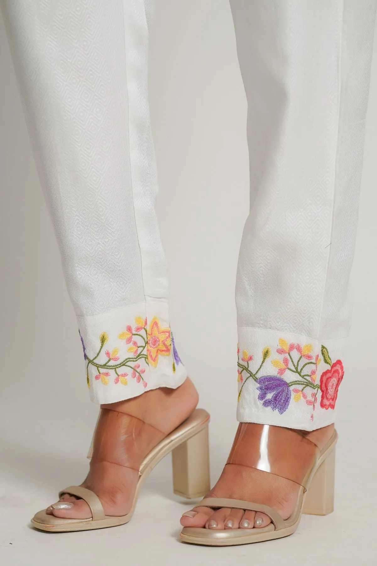 Elegant White Embroidered Cotton Co-ord Set