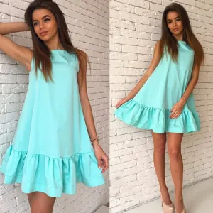 Ella Sleeveless A-Line Mini Ruffle Hem Dress