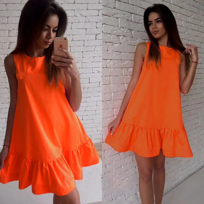 Ella Sleeveless A-Line Mini Ruffle Hem Dress