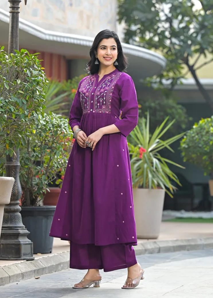 Embroidered Yoke Kurta Pant Set