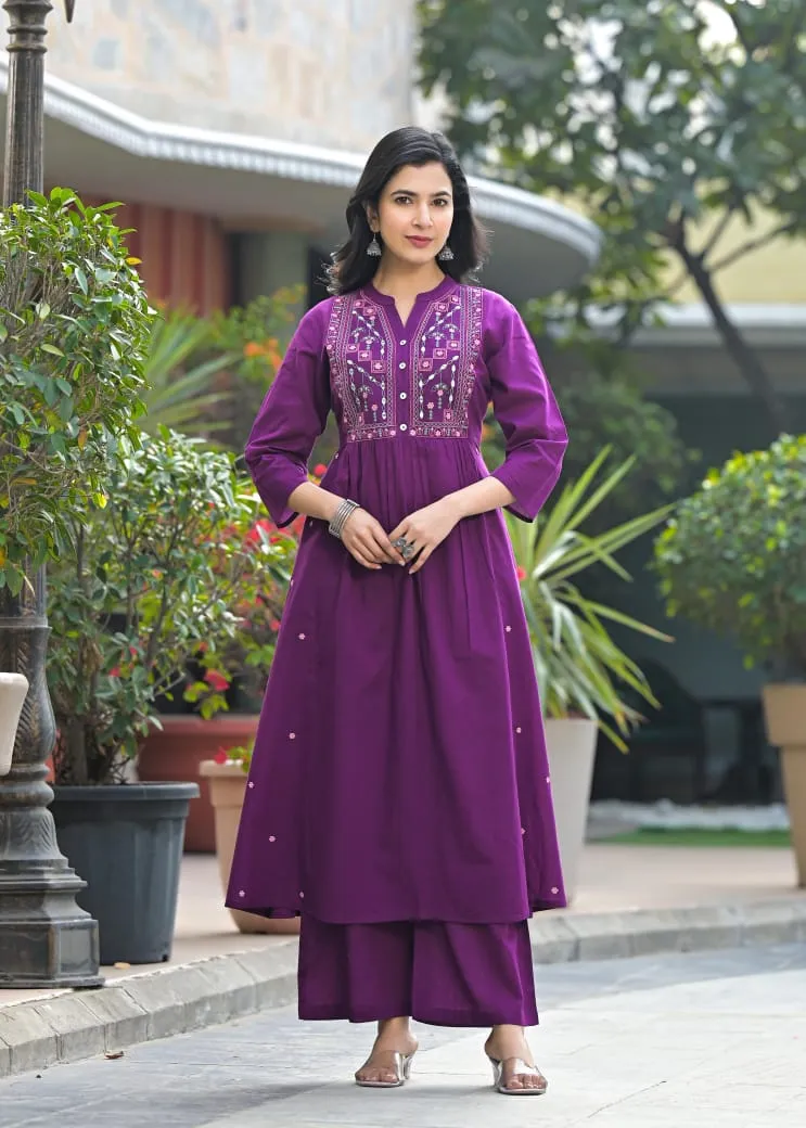 Embroidered Yoke Kurta Pant Set