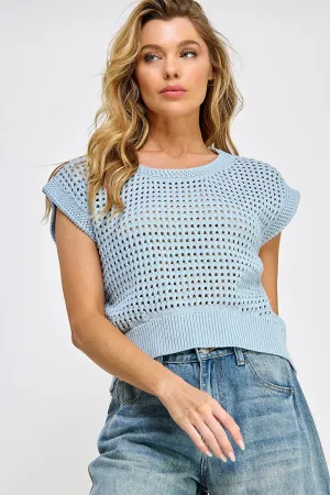 Emma Crochet Sweater Vest Light Blue