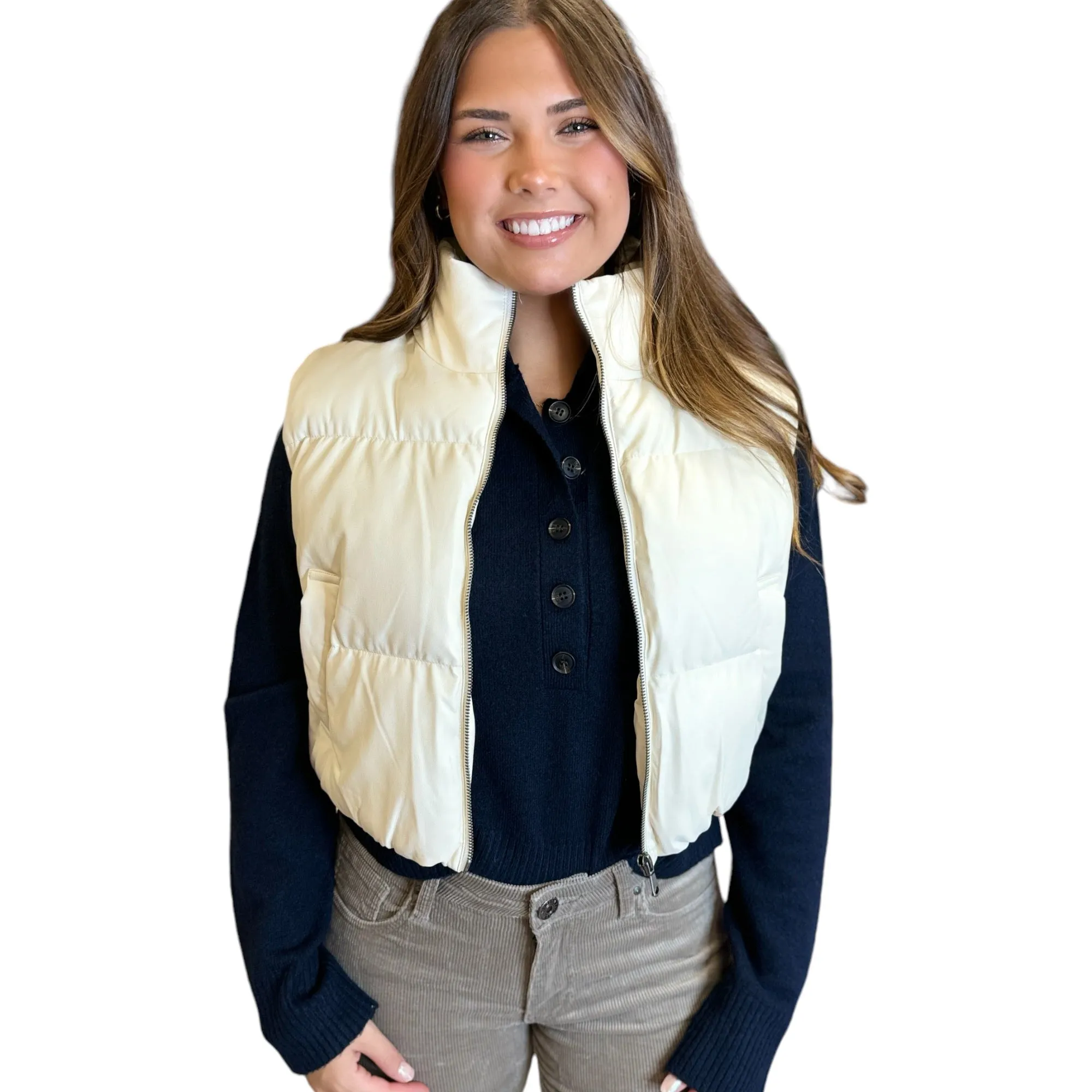 Faux Leather Puffer Vest