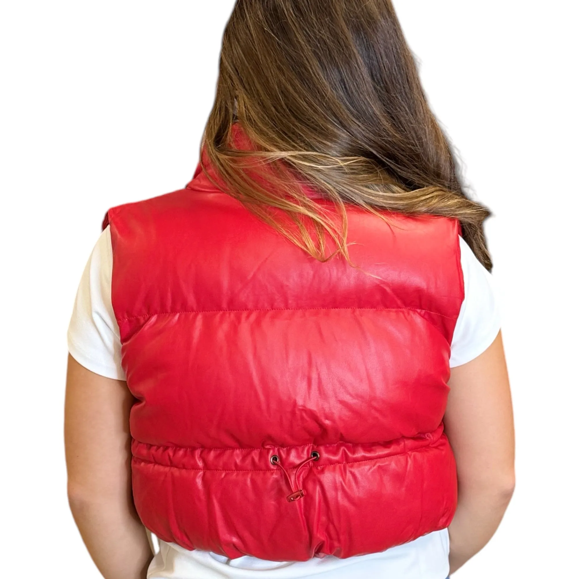 Faux Leather Puffer Vest