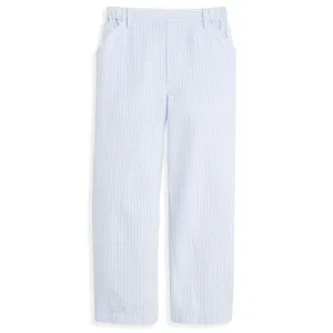 Faux Zip Pant -- Blue Seersucker Stripe