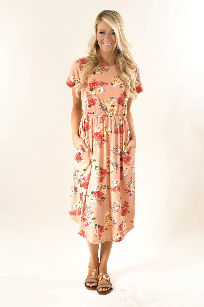 Fields of Peaches Floral Midi Dress