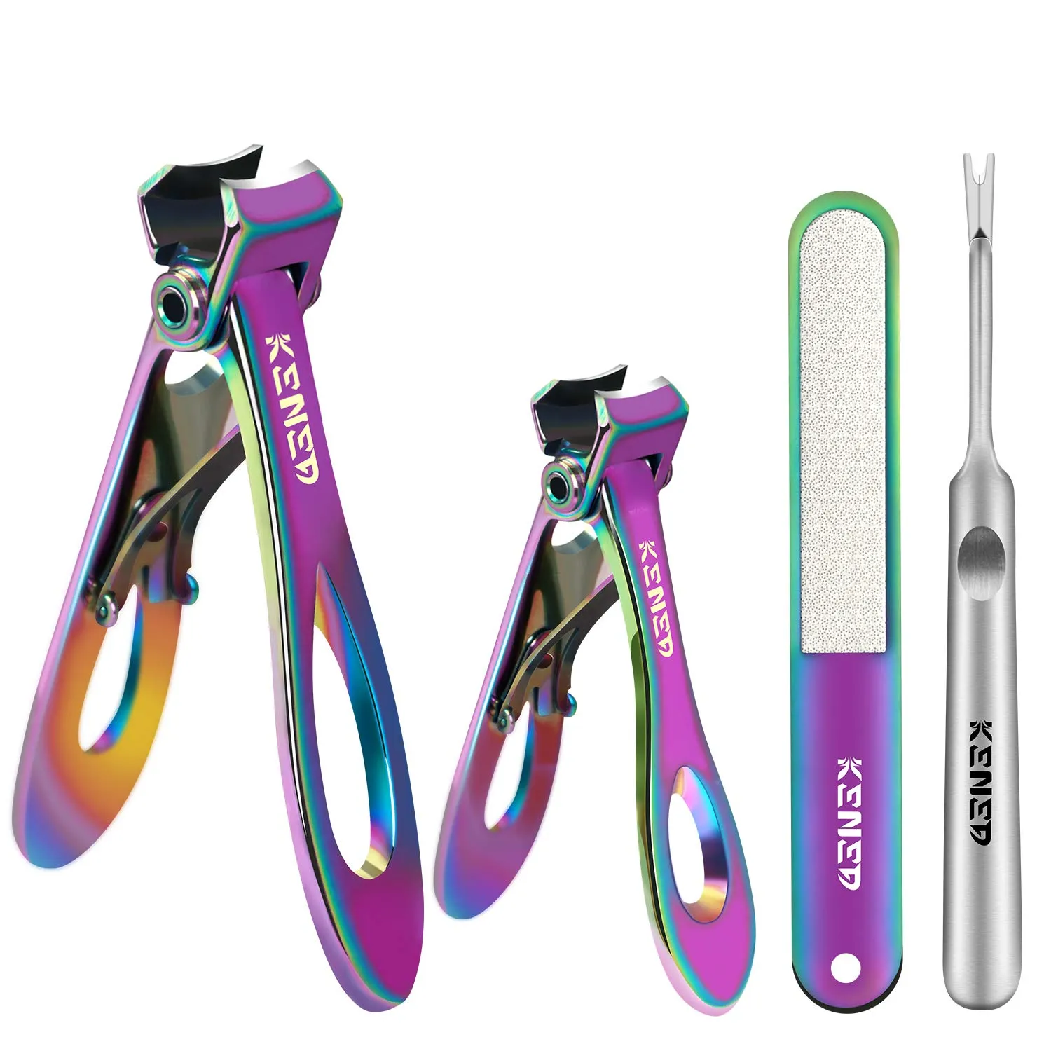 Finger Nail Clip Set [4 Piece] - Toenail Clippers for Thick Nails, Heavy Duty Toenail Clippers for Thick Toenails - Fingernail Clippers Set, Nail Clippers for Men, Women, and Seniors - Silver