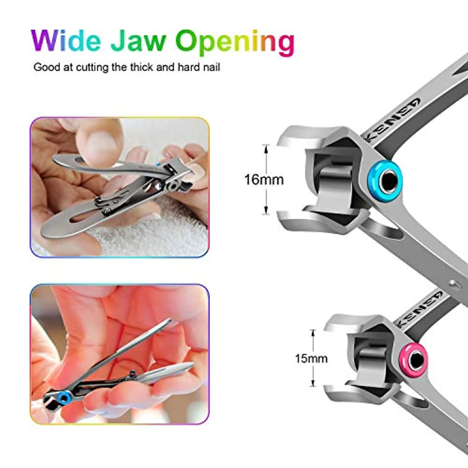 Finger Nail Clip Set [4 Piece] - Toenail Clippers for Thick Nails, Heavy Duty Toenail Clippers for Thick Toenails - Fingernail Clippers Set, Nail Clippers for Men, Women, and Seniors - Silver