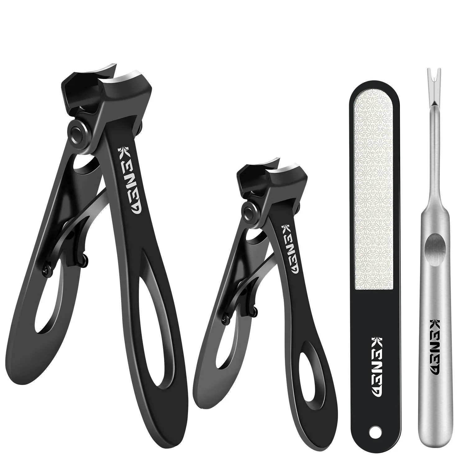 Finger Nail Clip Set [4 Piece] - Toenail Clippers for Thick Nails, Heavy Duty Toenail Clippers for Thick Toenails - Fingernail Clippers Set, Nail Clippers for Men, Women, and Seniors - Silver