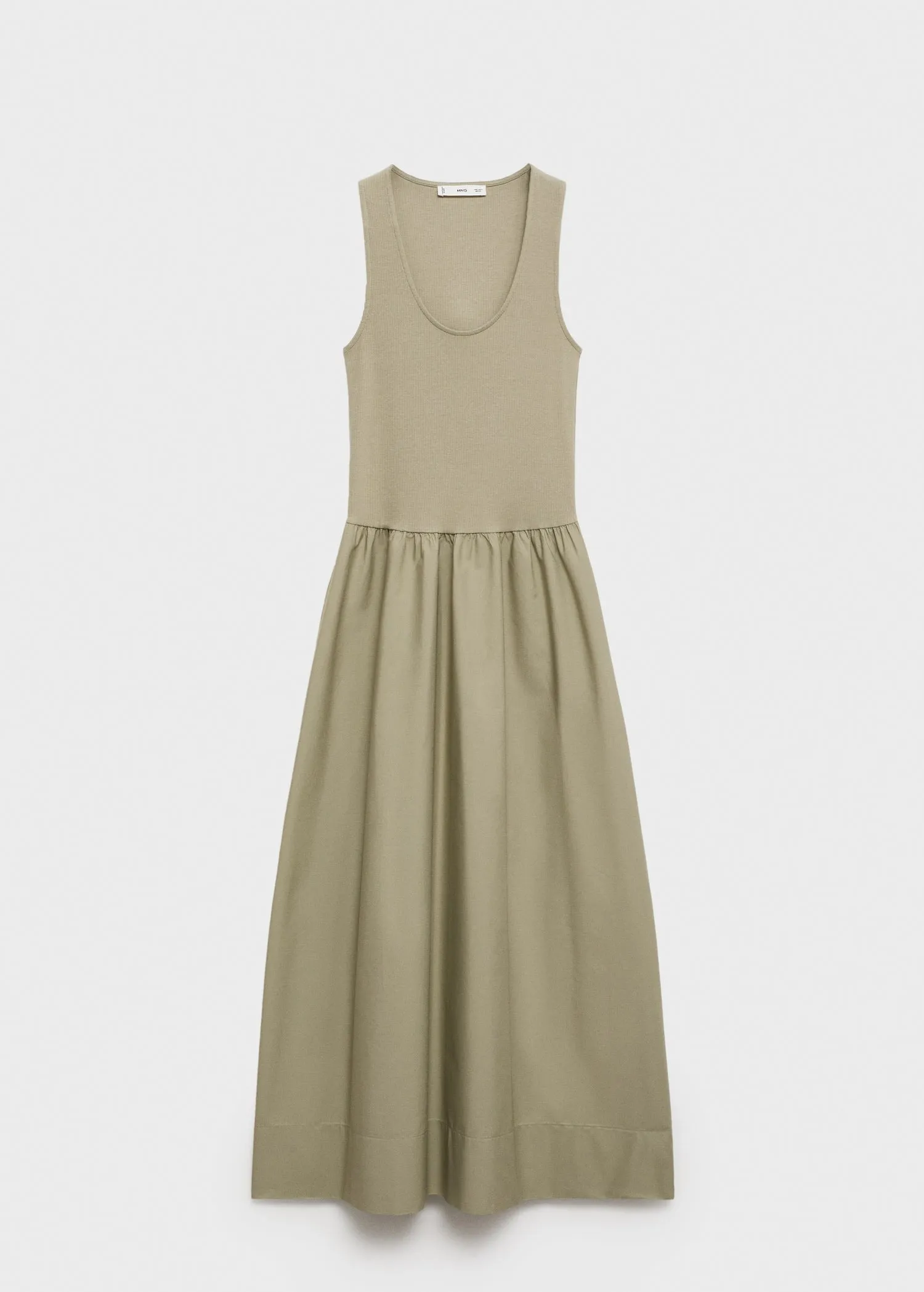 Flared dress in combined fabric