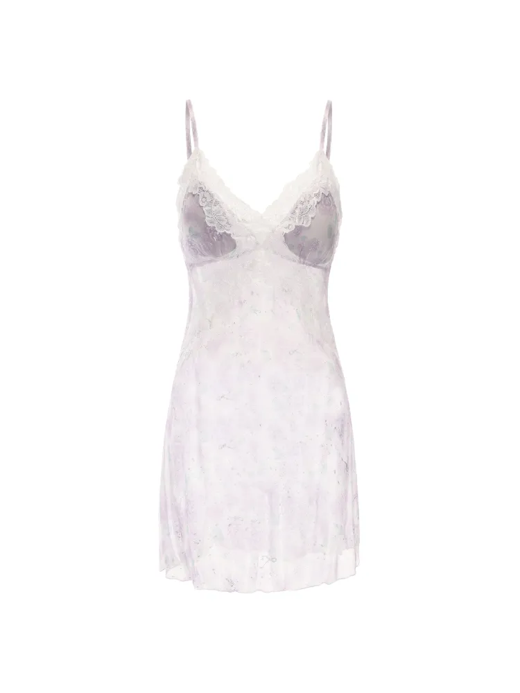 Floral Chiffon Lace Slip Dress