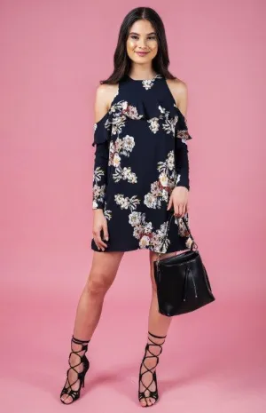 Floral Cold Shoulder Shift Dress