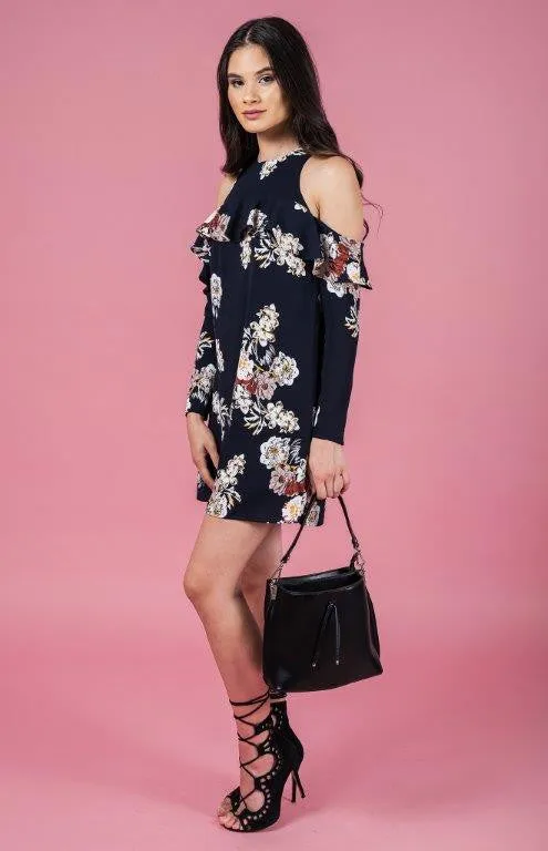 Floral Cold Shoulder Shift Dress
