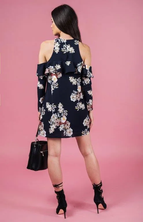 Floral Cold Shoulder Shift Dress