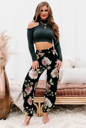 Floral Fever NanaMacs Original Split Leg Floral Print Pants (Black)