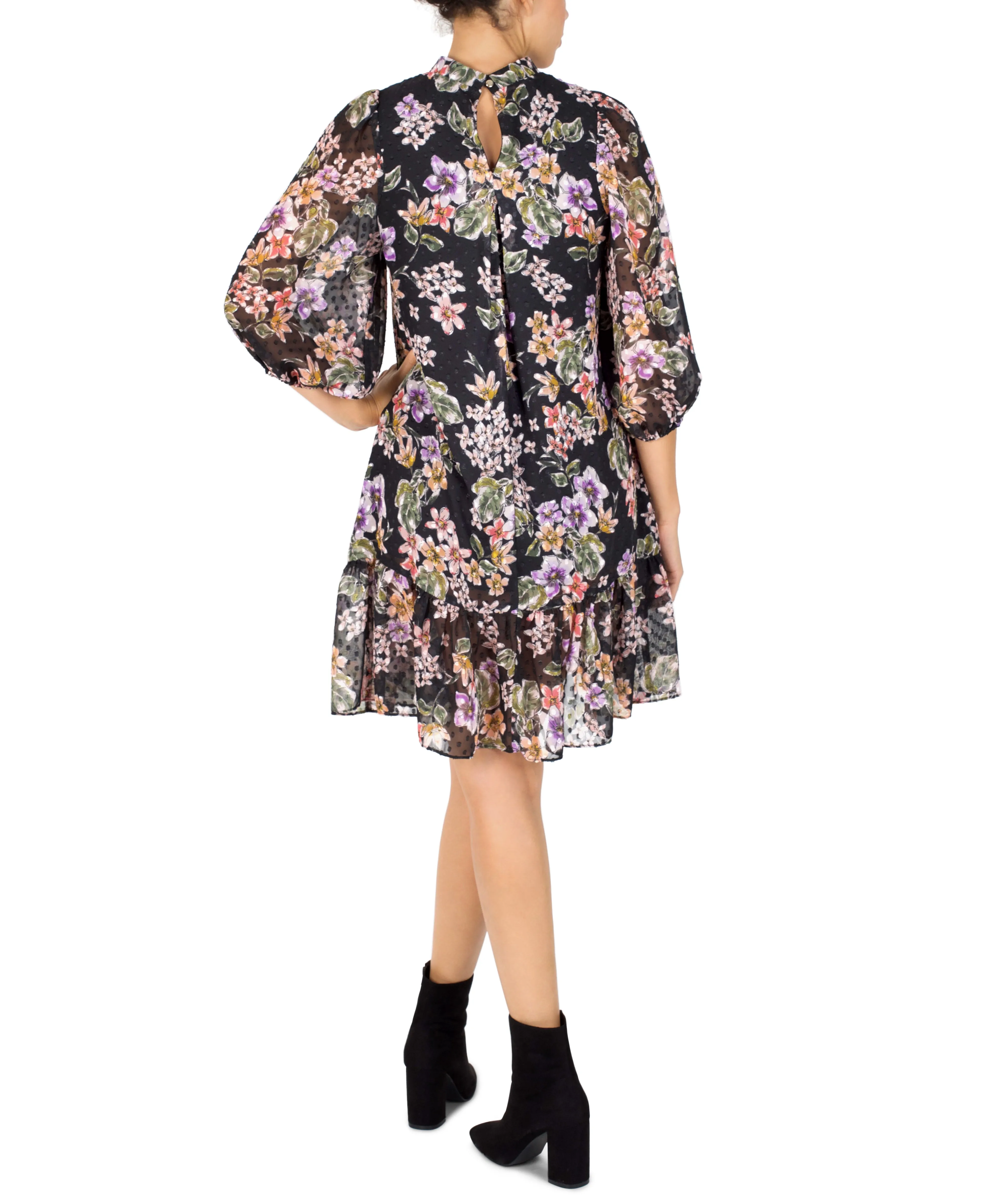Floral Print Chiffon Shift Dress