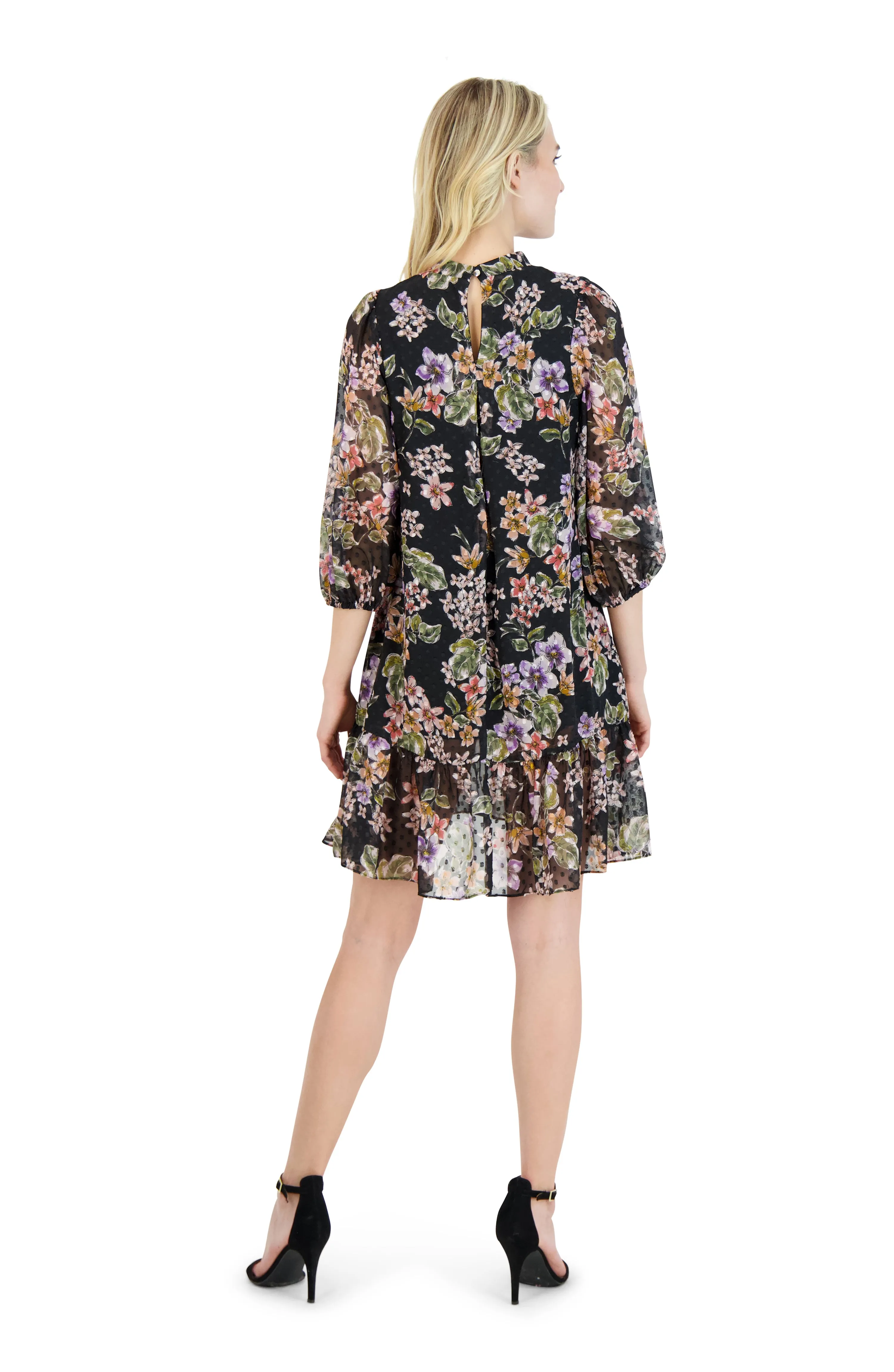 Floral Print Chiffon Shift Dress