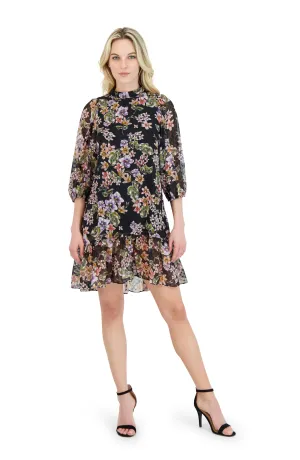 Floral Print Chiffon Shift Dress