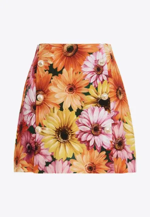 Floral Print Mini Skirt