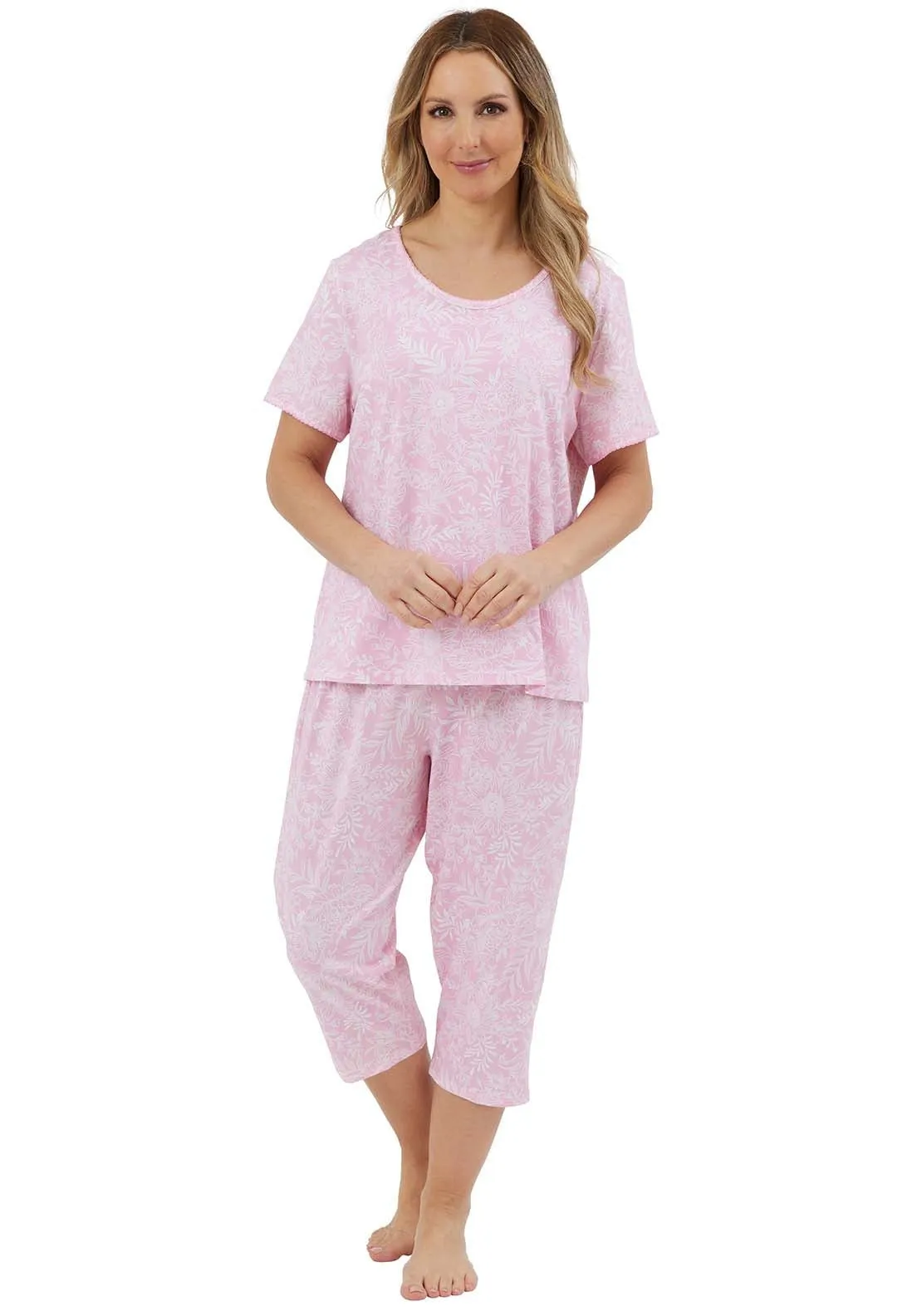 Floral Print Short Sleeve Pyjama - Pink