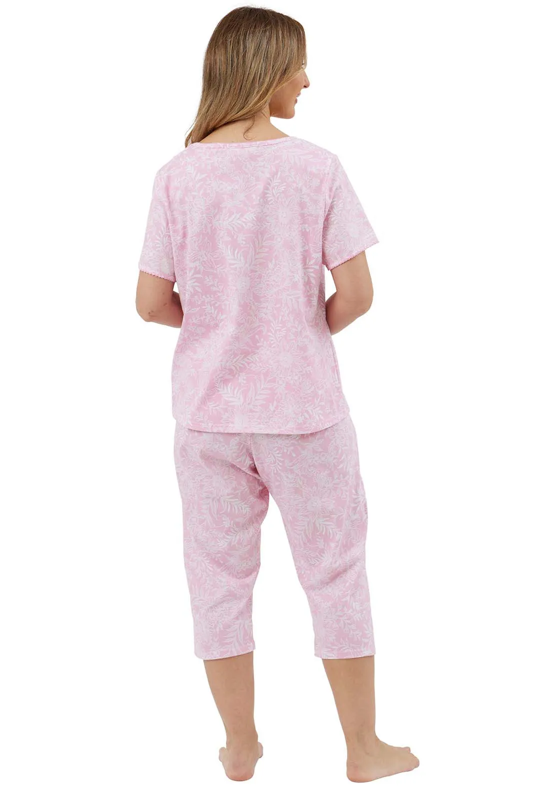 Floral Print Short Sleeve Pyjama - Pink