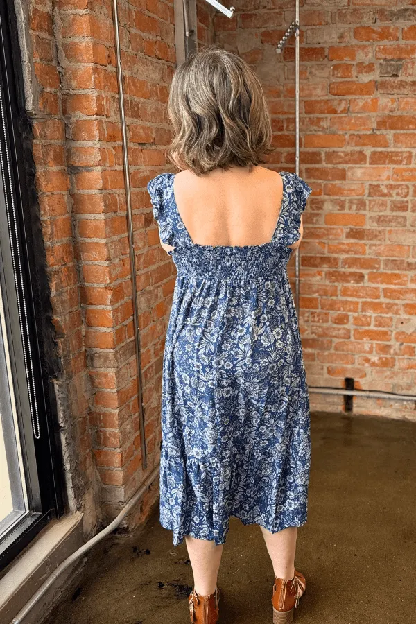 Floral Square Neck Midi Dress