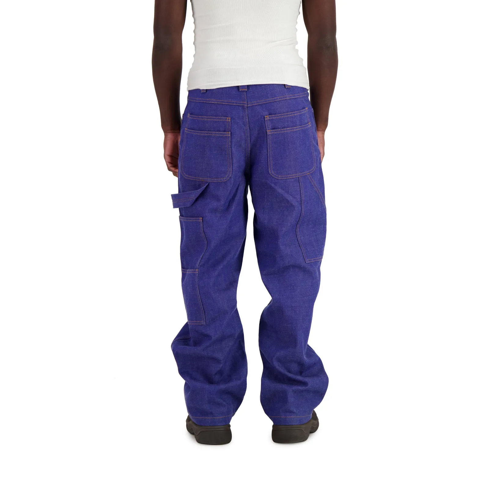 Frankie Denim Straight Leg Workwear Trousers Blue Raw Denim