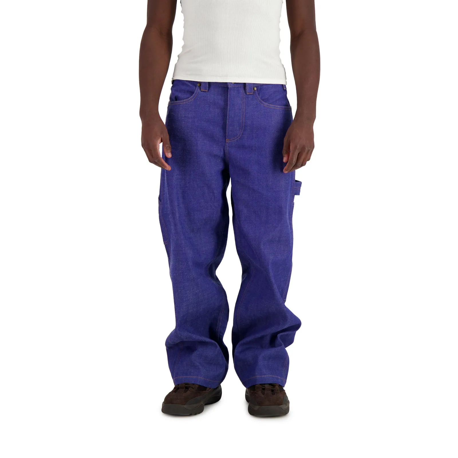 Frankie Denim Straight Leg Workwear Trousers Blue Raw Denim
