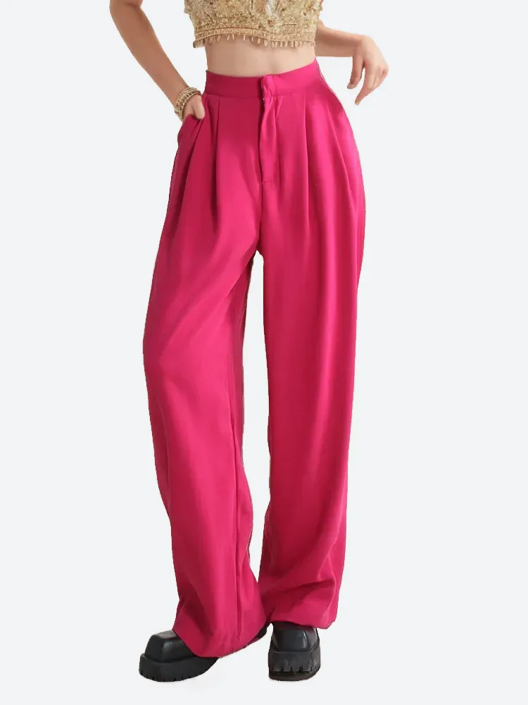 Free Shipping High Waist Slim Wide Leg Long Pants