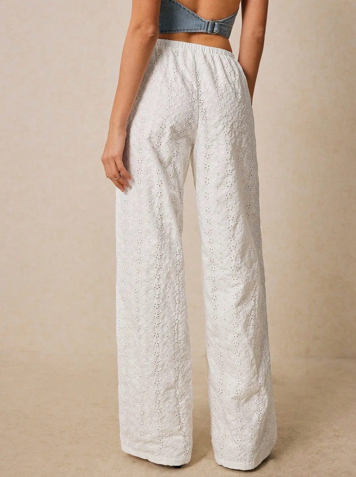 Georgia Eyelet Drawstring Long Pants